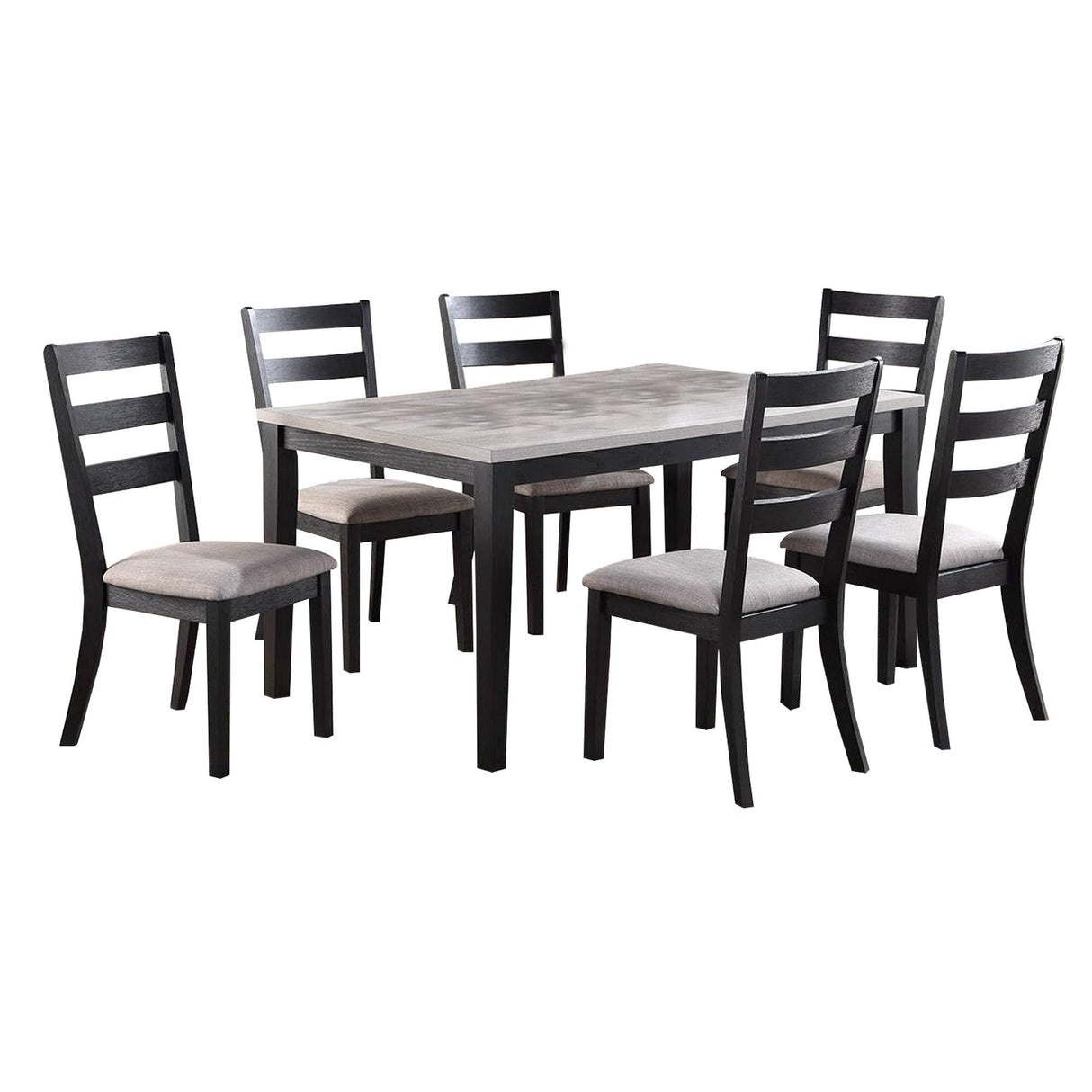 Piece Dining Set, Rectangular Table, 6 Padded Chairs, Finish, Espresso and Gray