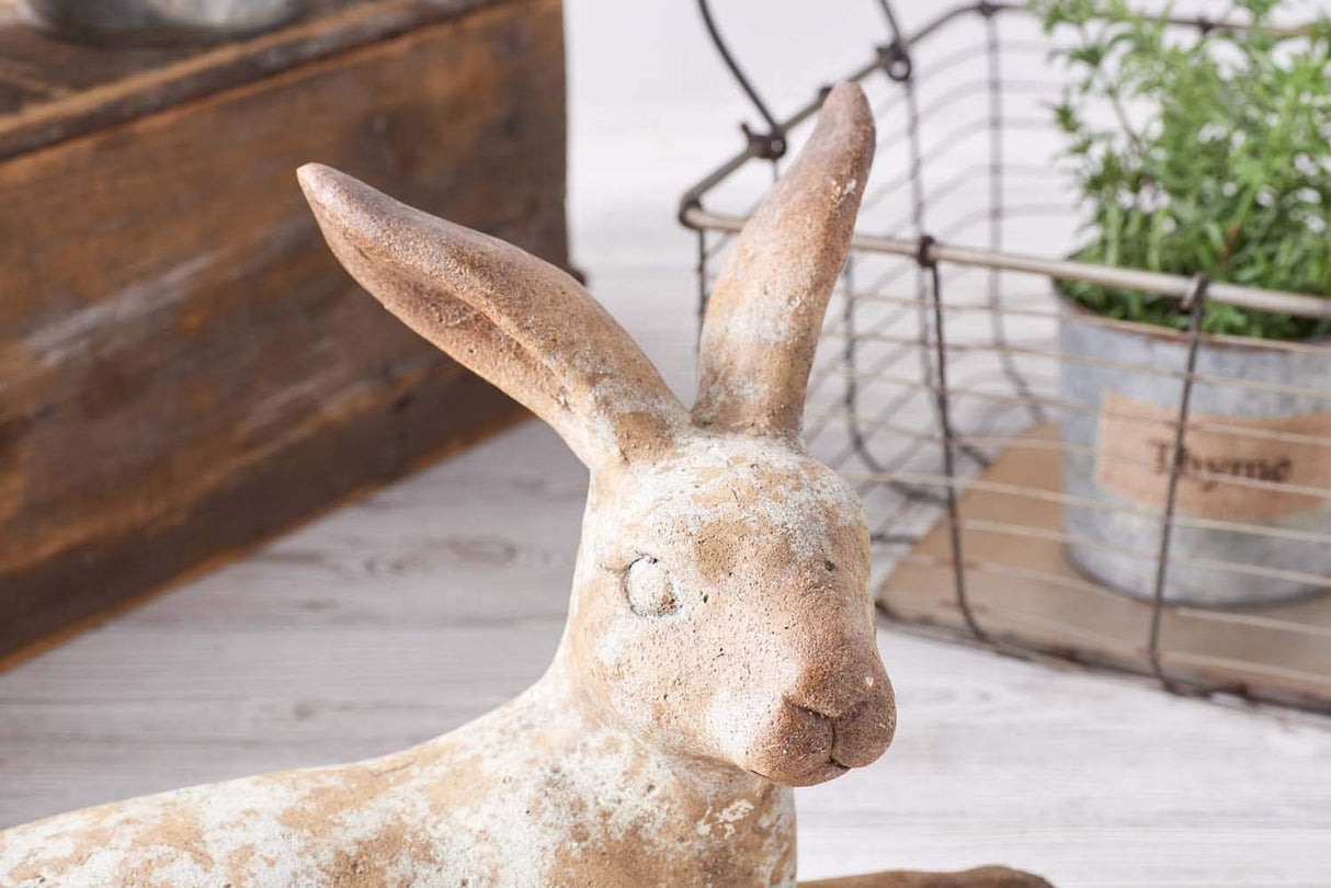 K&K Interiors 13782C 15.5 Inch Tan Rabbit Lying W/Face & Hind Legs