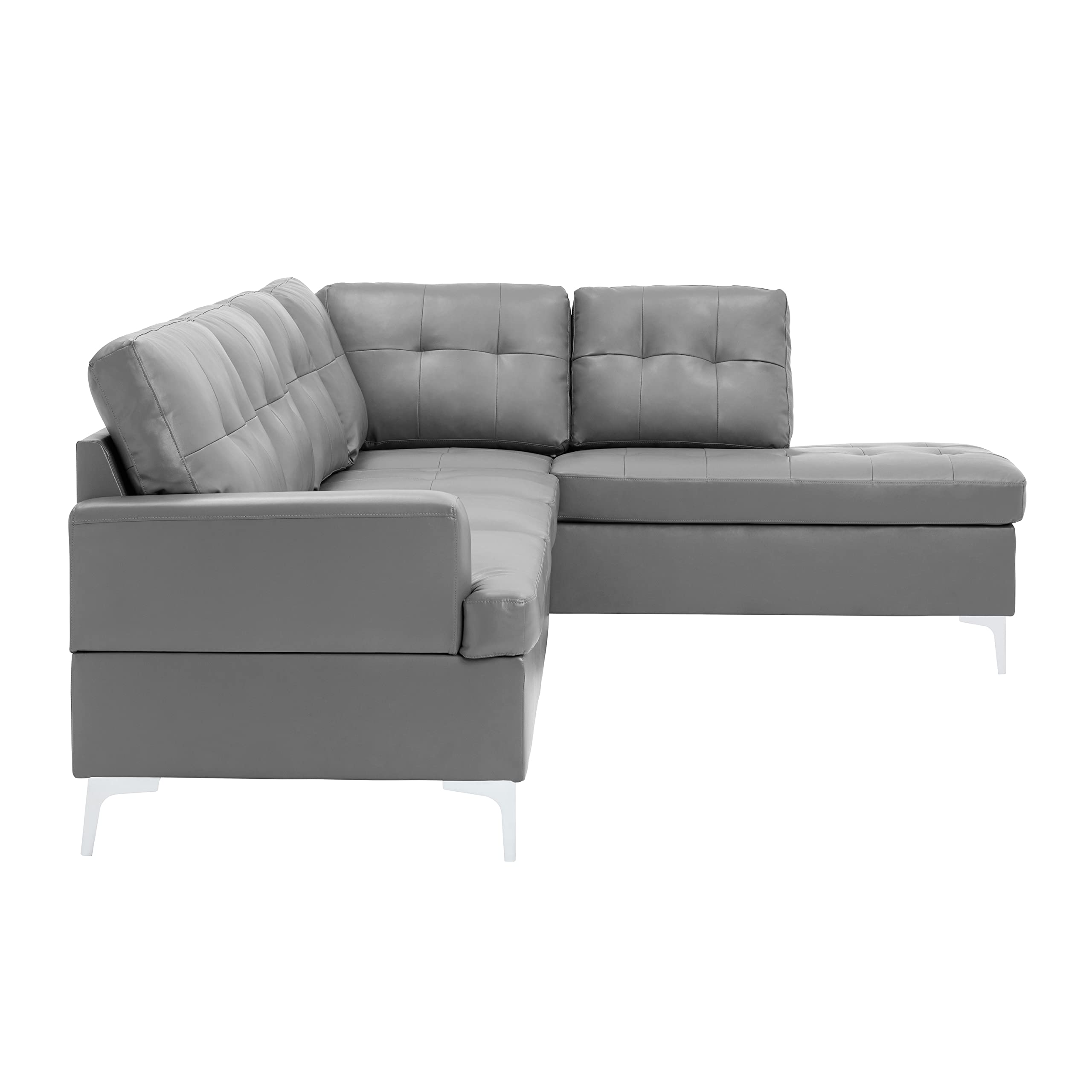 Dani 2-Piece Faux Leather Tufted Sectional Sofa with Right Chaise
