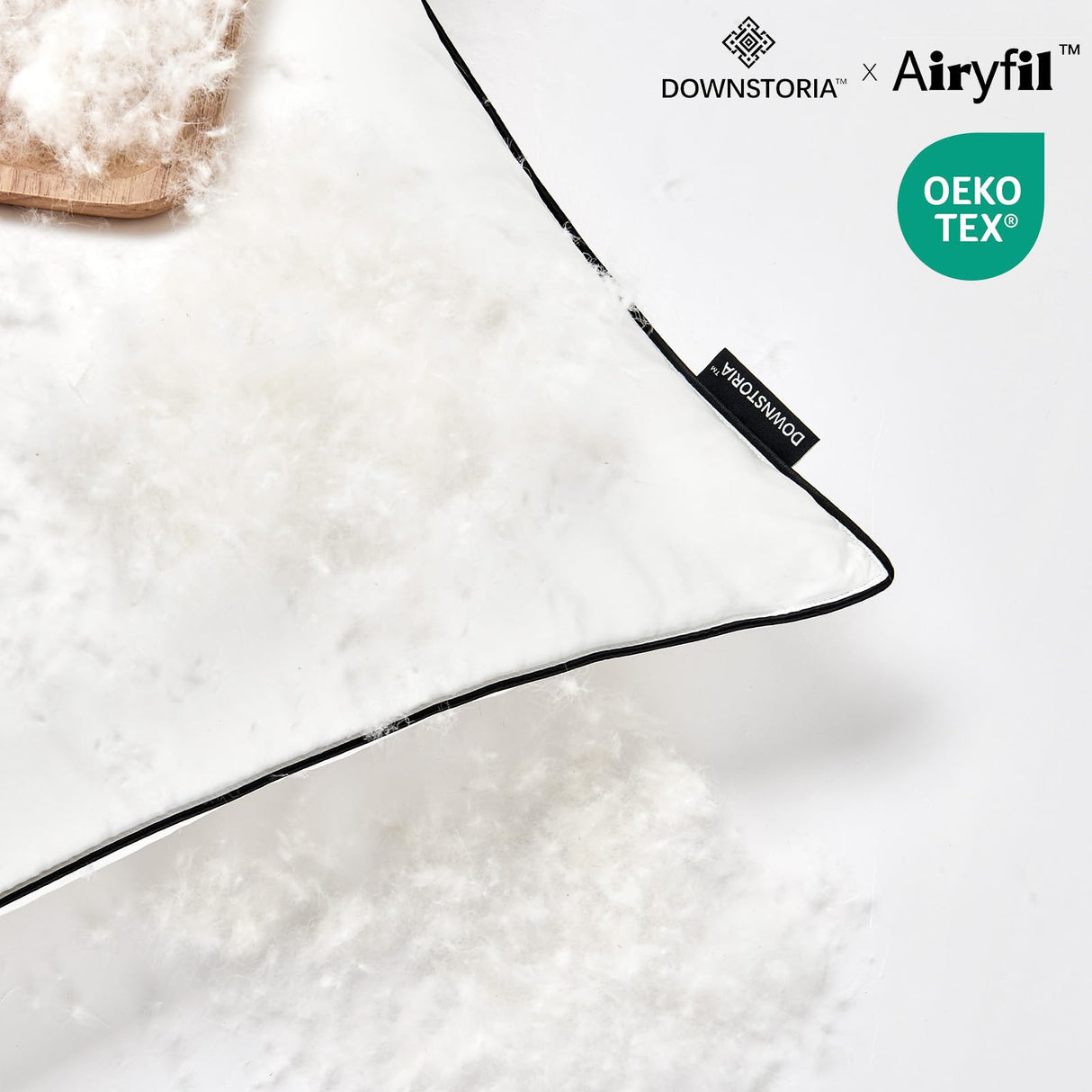 DOWNSTORIA Feather Down Pillows Queen/Standard Size Set of 2, Luxury Hotel Collection Bed Pillow 2 Pack, Down Surrounded Pillows for Sleeping, Soft Fluffy for Side Sleepers 20x28 in.