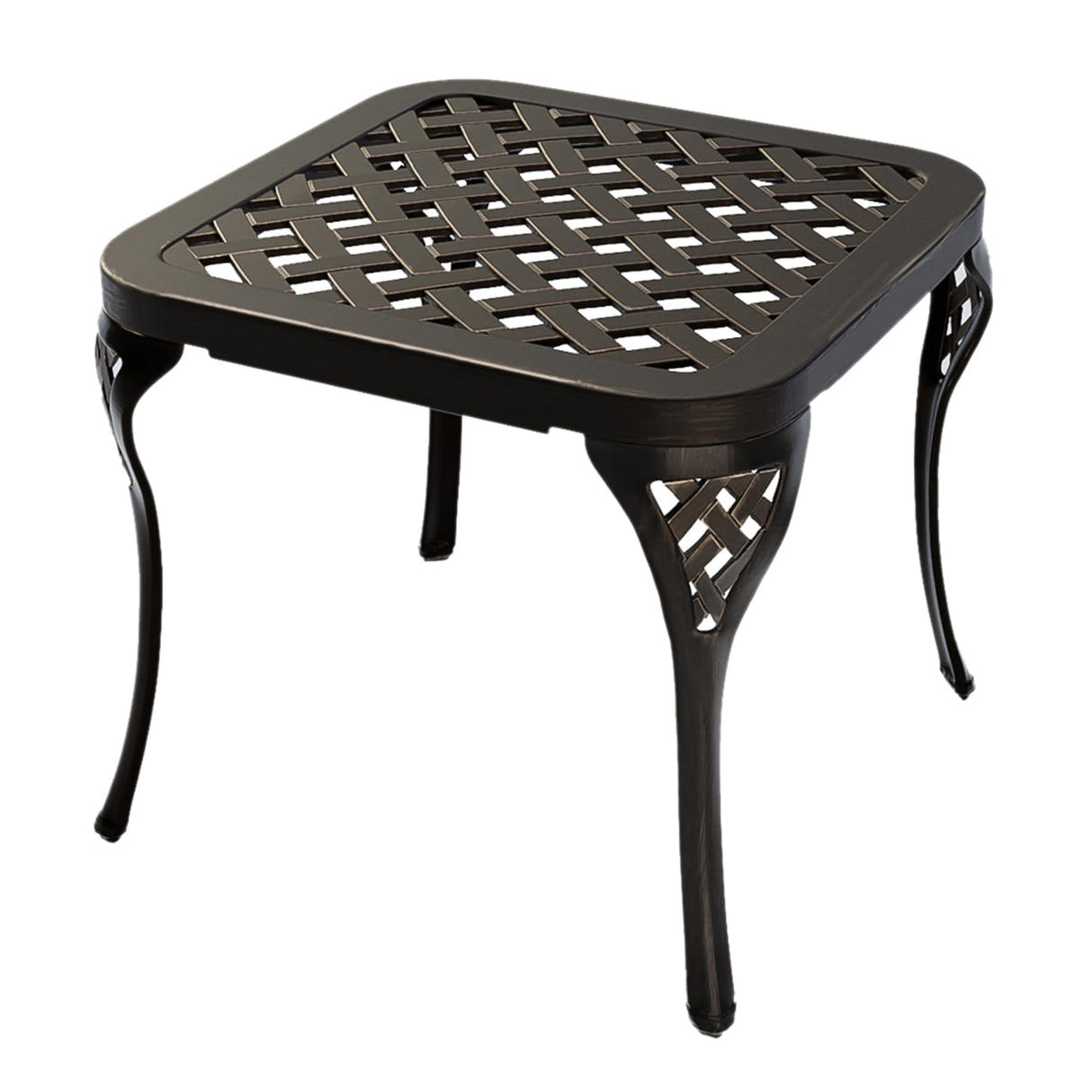 Laxllent Patio Side Table Outdoor Small End Table Metal Accent Tables for Patio, Pool, Porch or Garden (Bronze) - Bircata