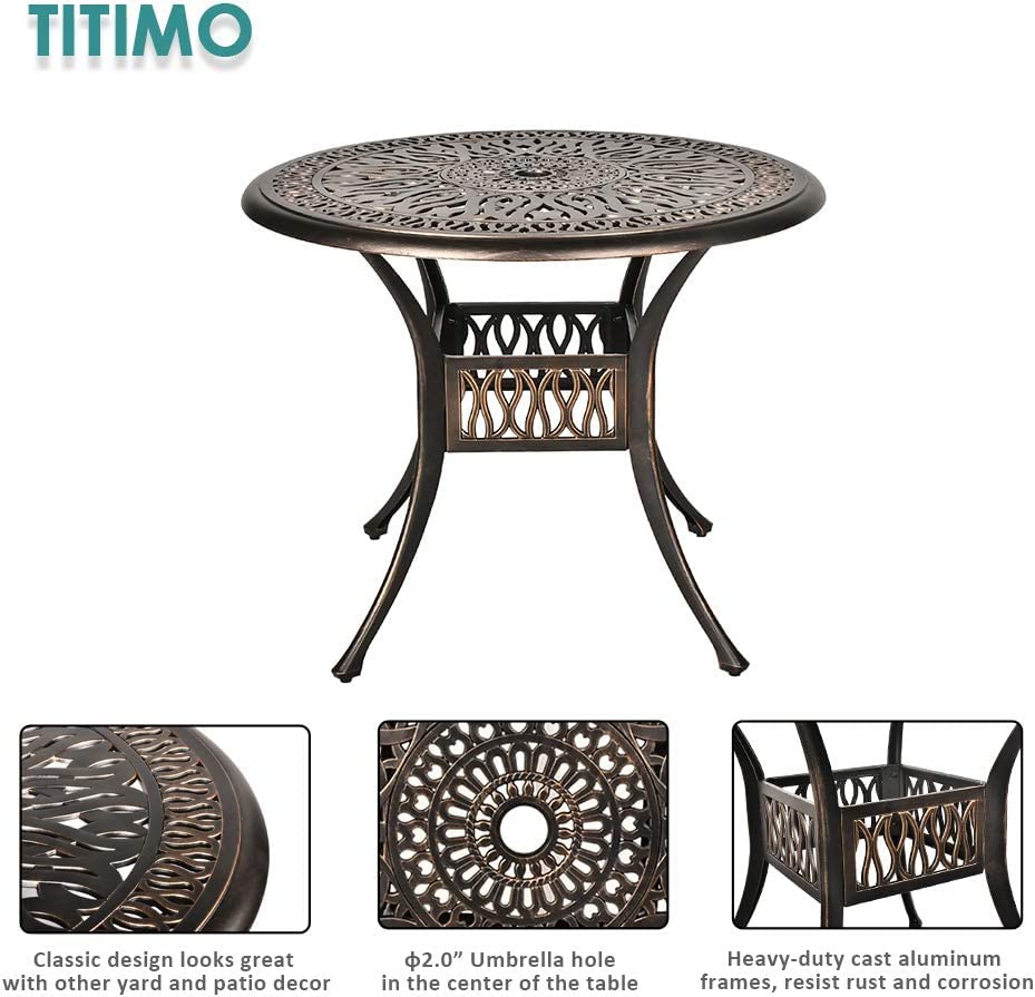3 Pieces Outdoor Bistro Set, Cast Aluminum Conversation Set