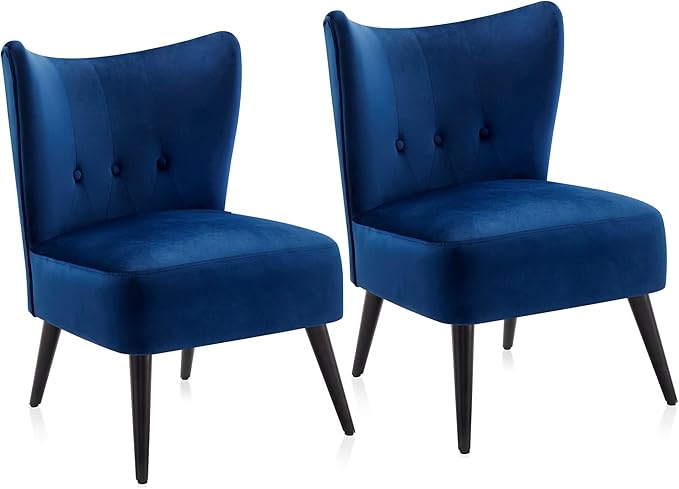 Modern Velvet Accent Chair, Wingback Small Upholstered Reading Chair