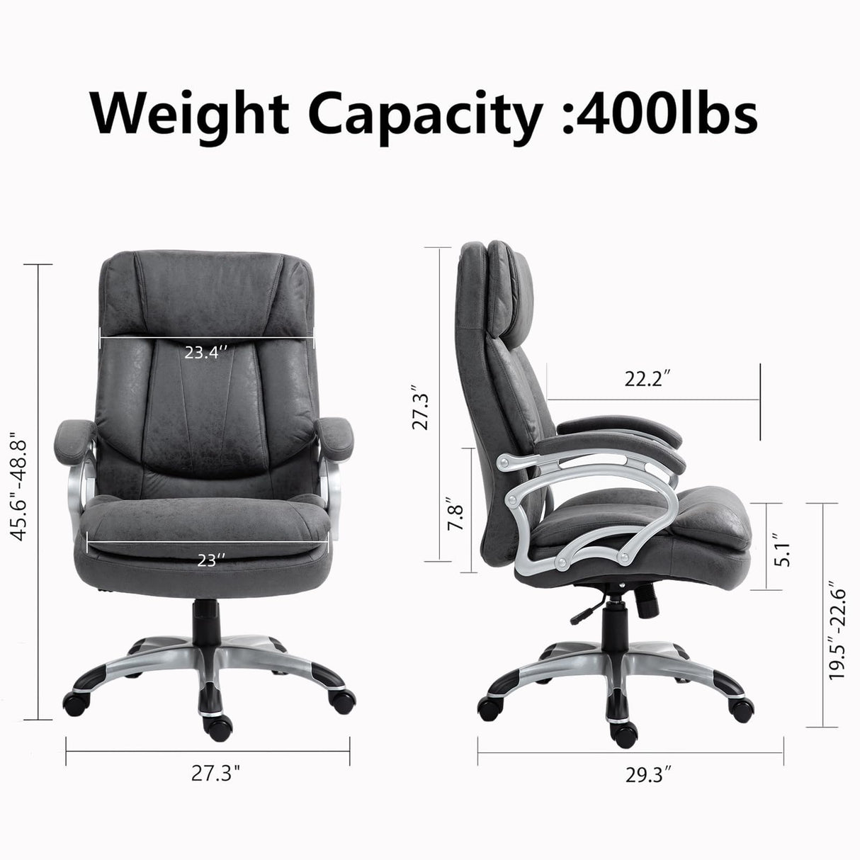 Big and Tall Office Chair 400lbs, Executive Chair Heavy Duty Office Chair