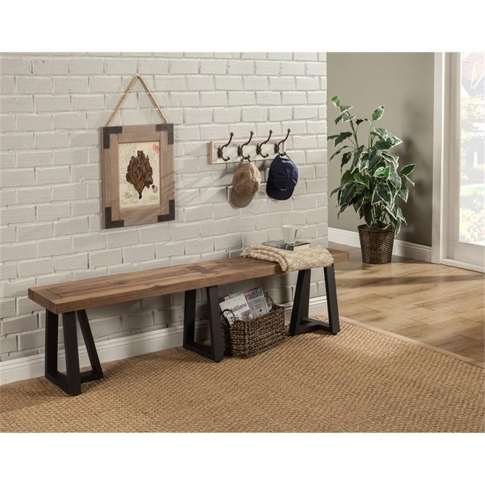 Furniture Prairie Bench, Reclaimed Natural and Black Finish