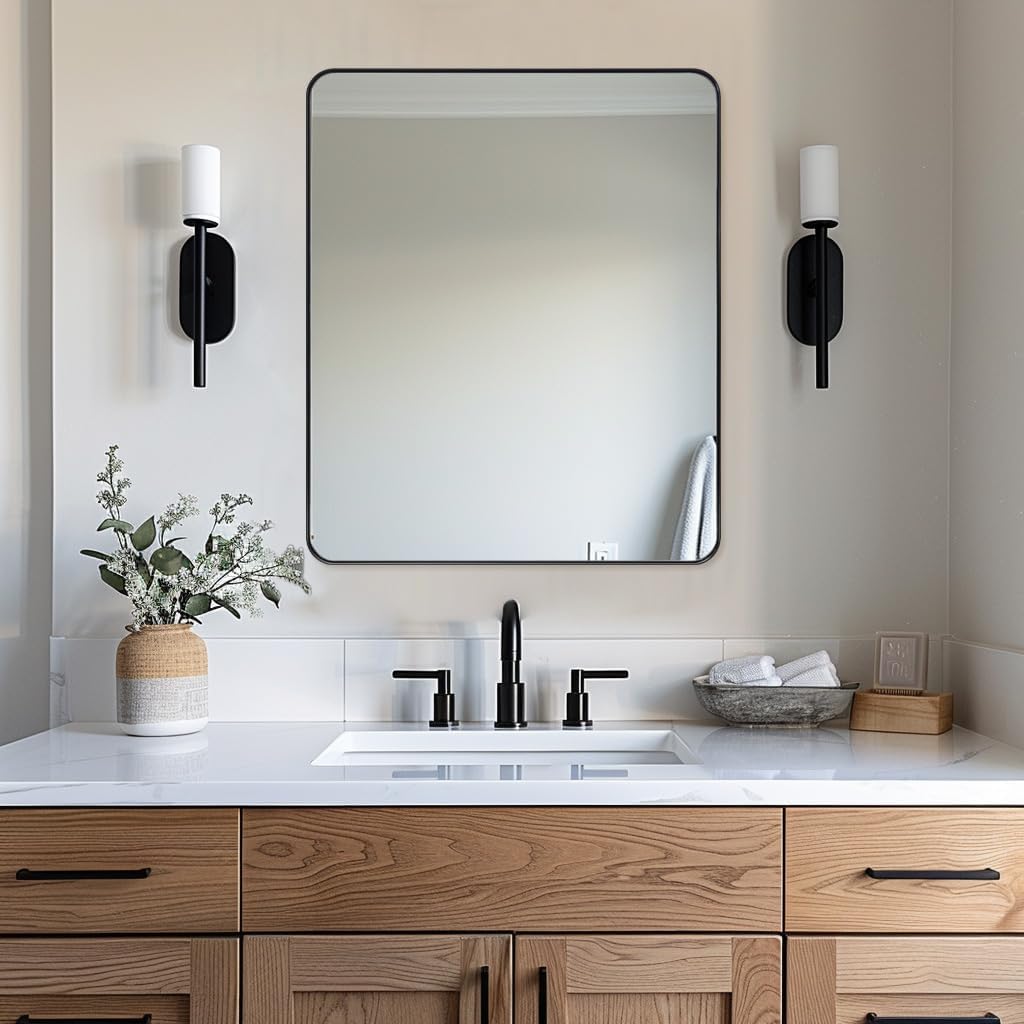 Black Bathroom Mirror, Bathroom Vanity Wall Mounted Mirror
