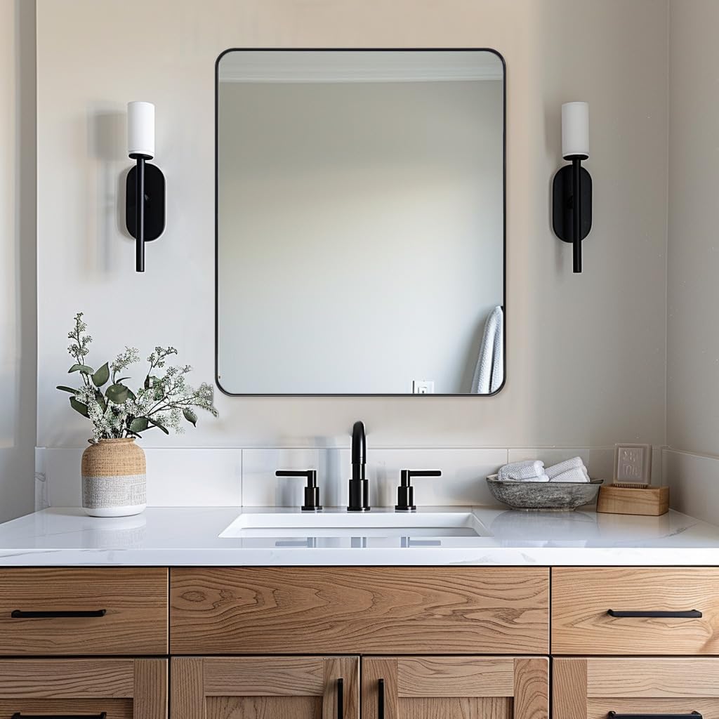 Black Bathroom Mirror, Bathroom Vanity Wall Mounted Mirror