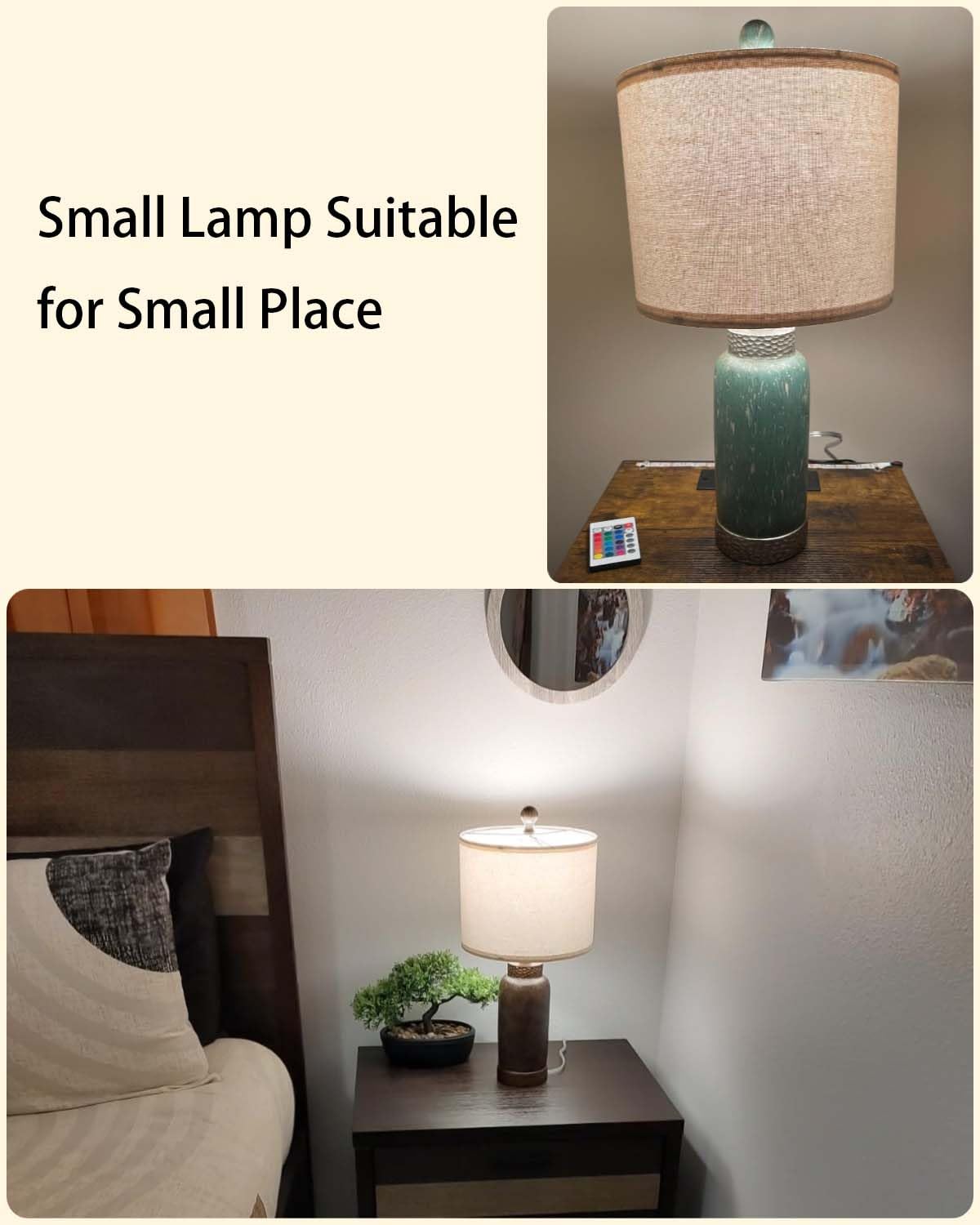 Table Lamp for Bedroom Living Room 20.25" Farmhouse Rustic Vintage Small Lamps