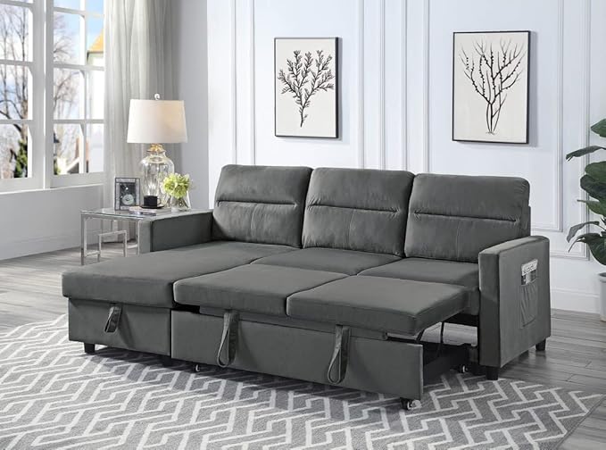 Linen Modern Sectional Sofa with Right Facing Chaise