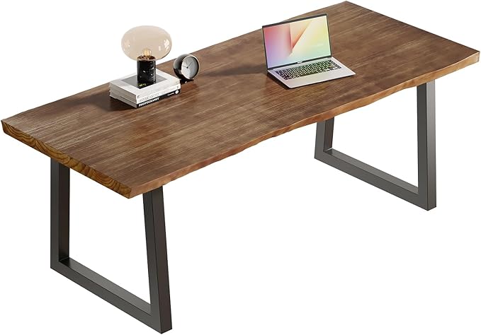 Solid Wood Computer Desk,Rustic Style 55-inch Large Office Desk- Modern Gaming