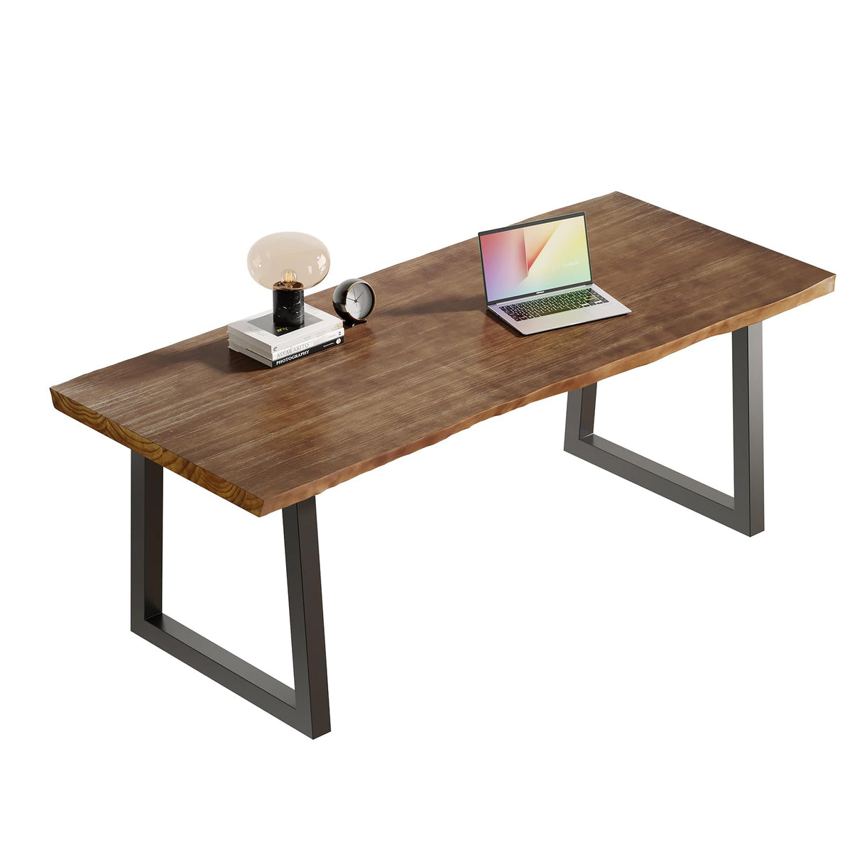 Solid Wood Computer Desk,Rustic Style 55-inch Large Office Desk- Modern Gaming