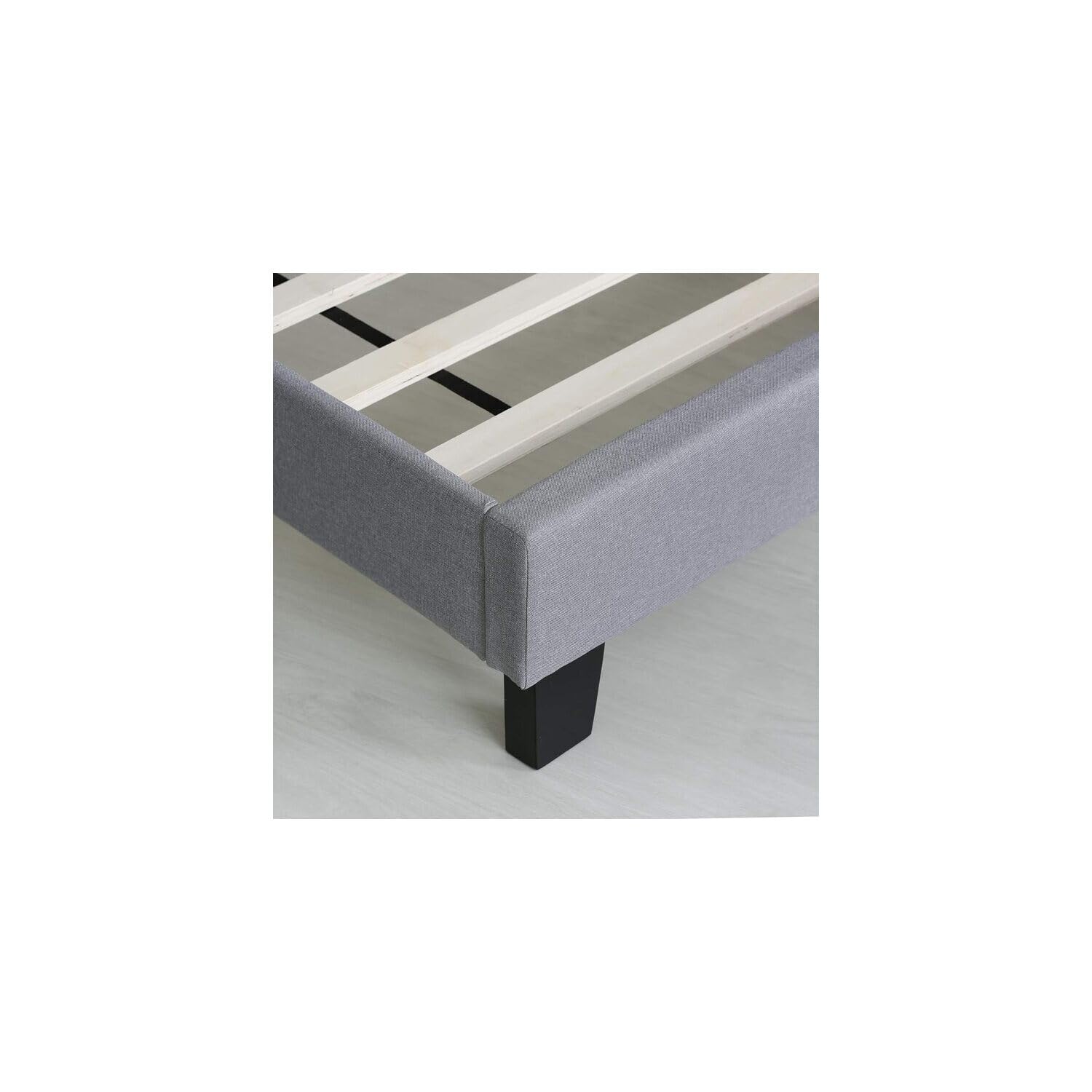 Maykoosh Contemporary Cool Button Tufted Bed Frame in Linen with 12 Piece Slat Style, King Size for A Stylish and Comfortable Bedroom Retreat