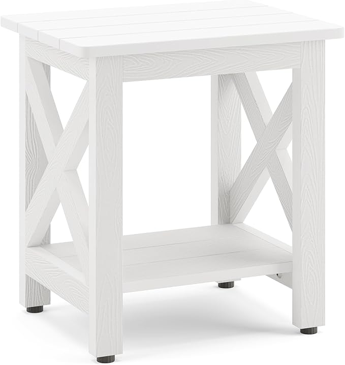 Small Outdoor Side Table, HDPS Adirondack Patio End Table with 2 Tier for Porch
