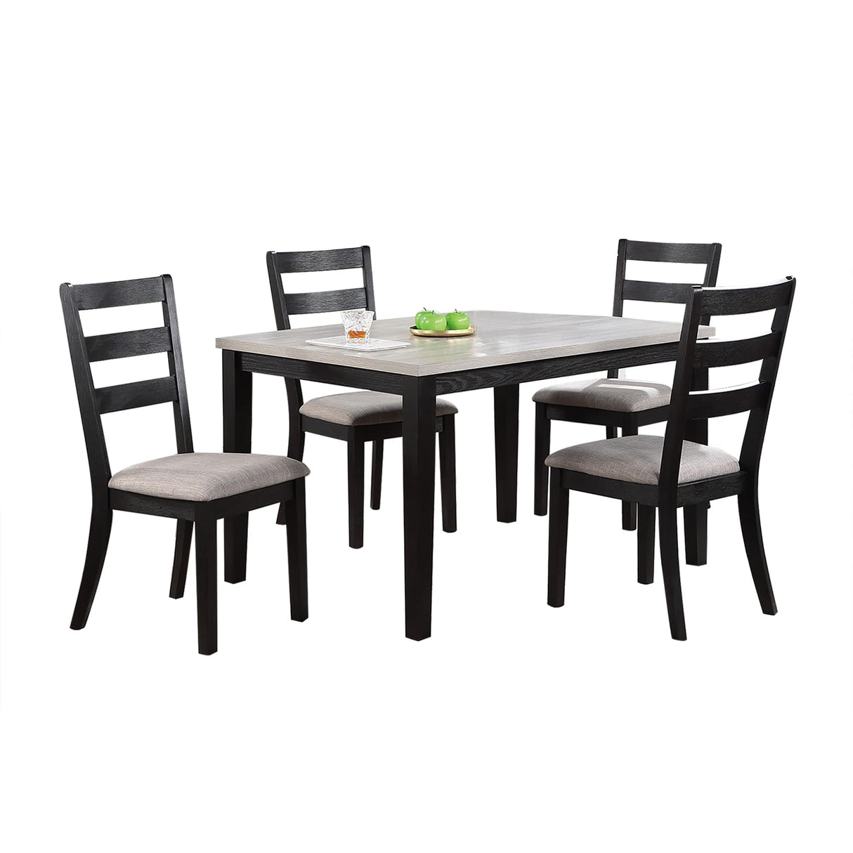 Dining Set with Four Chairs, Black and Grey