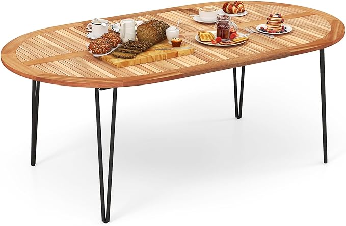 86.5-Inch Patio Dining Table, Indoor & Outdoor Dining Table w/Acacia Wood