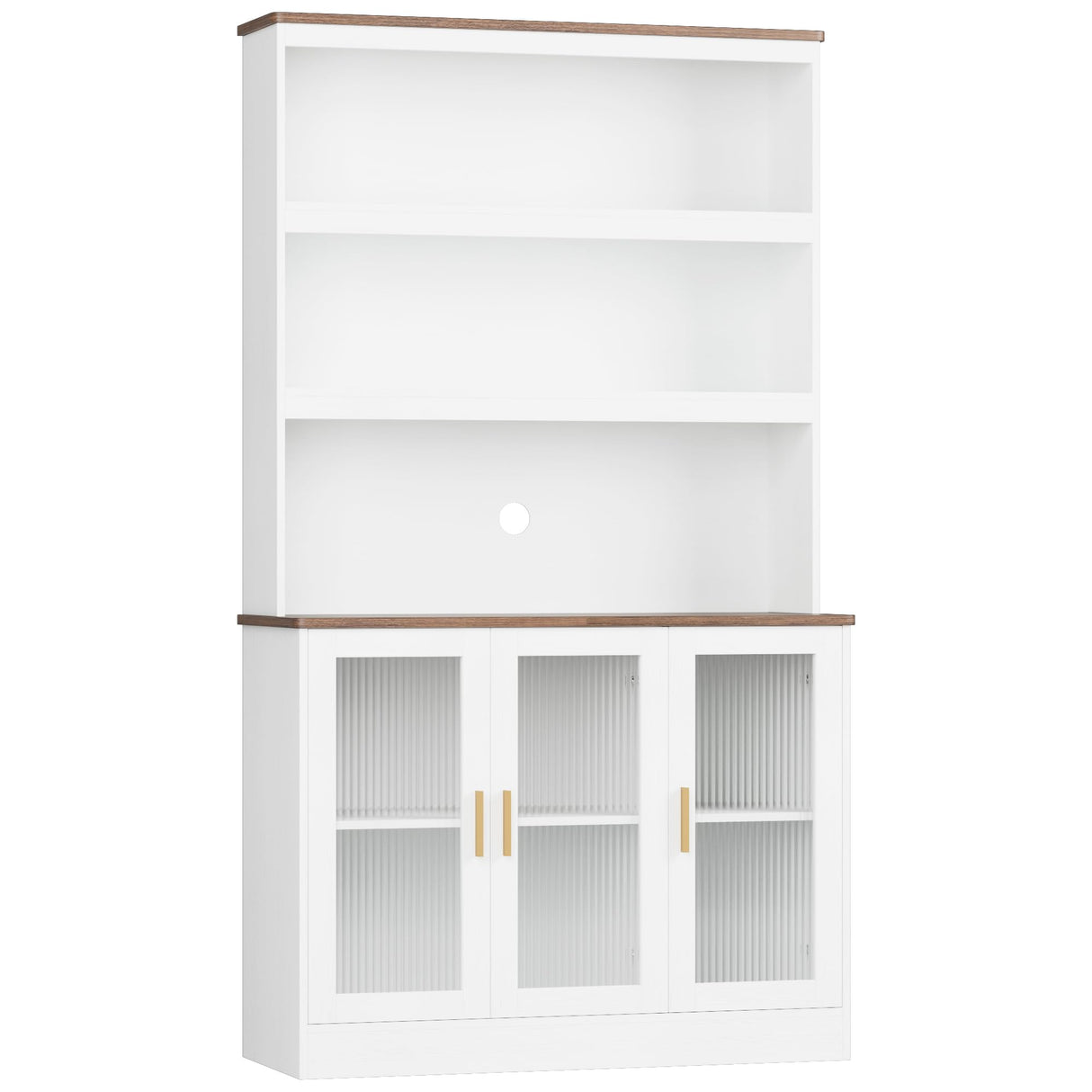 Tall Storage Cabinet, 73" Kitchen Pantry Cabinet with Doors, Kitchen Cupboard Open Shelf, 5 Tier Tall Bookcase with Storage for Living Room, Kitchen, White