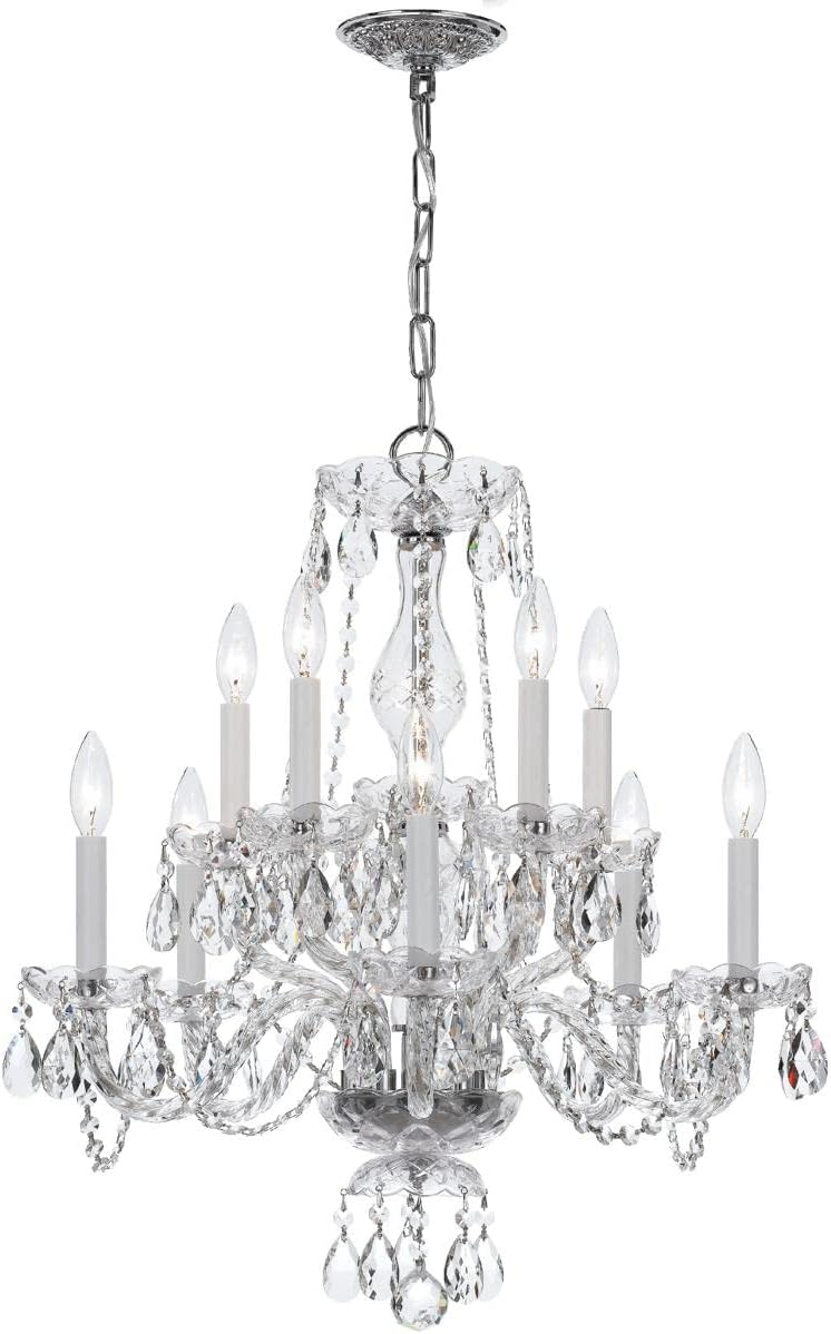Crystal Ten Light Chandelier from Traditional Crystal collection in Chrome, Pol. Nckl.finish,