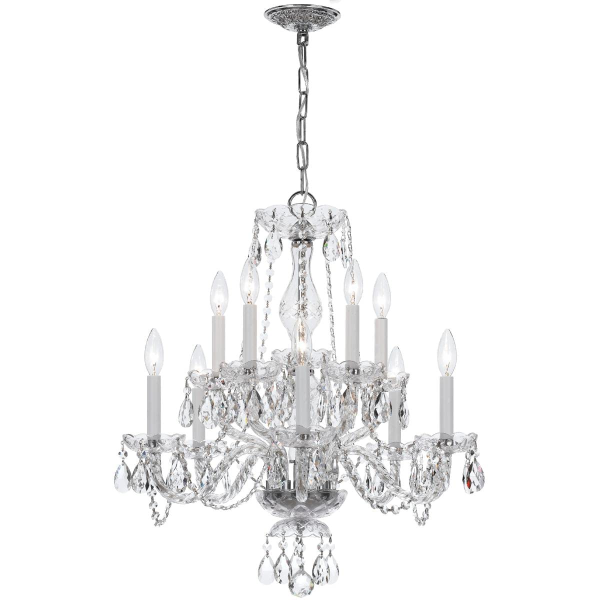 Crystal Ten Light Chandelier from Traditional Crystal collection in Chrome, Pol. Nckl.finish,