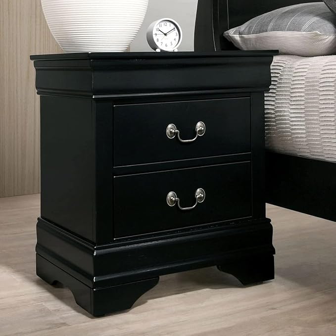 Nightstand with 2 Drawers Traditional Rectangular Side Table