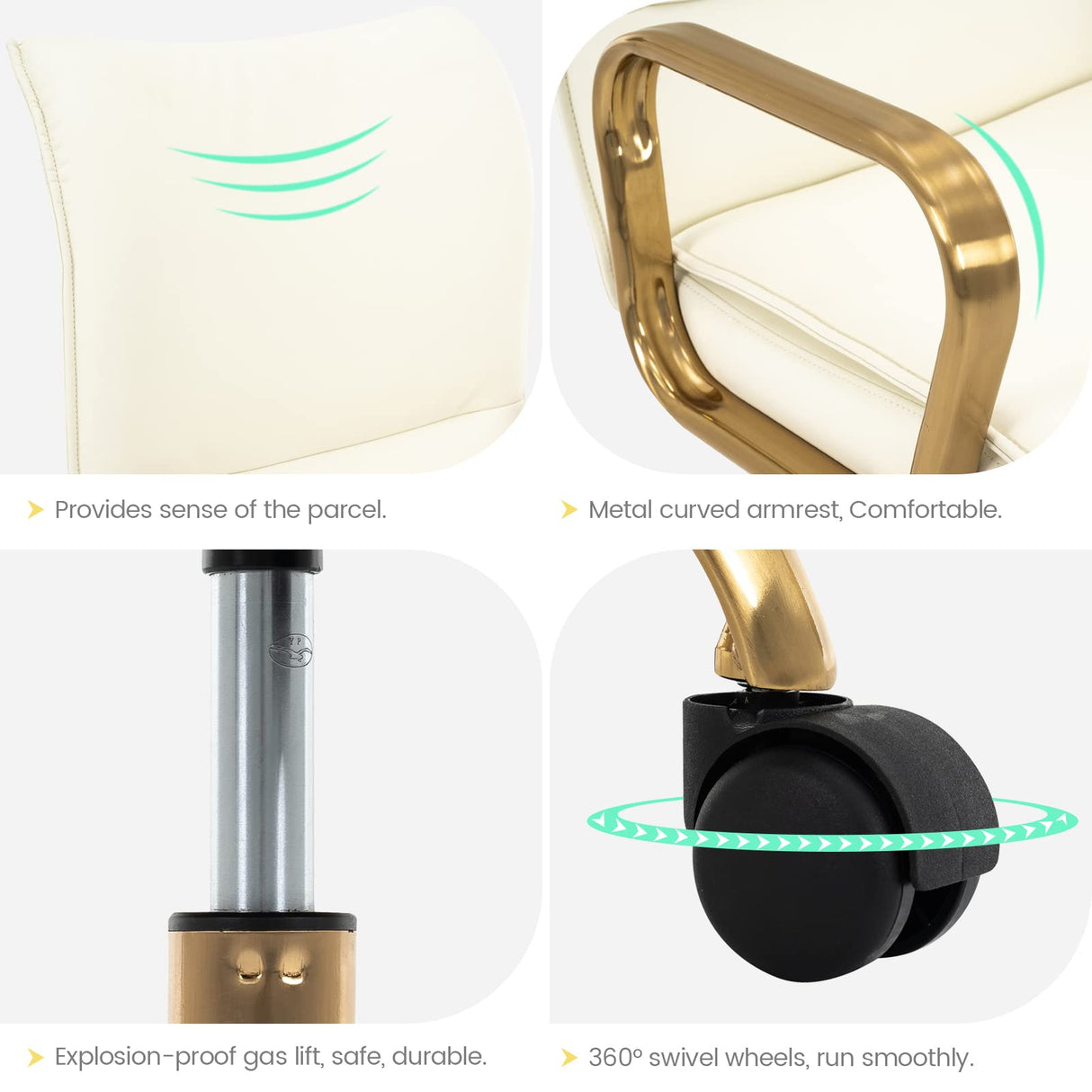 Modern Upholstered Mid-Back Office Chair with Wheels