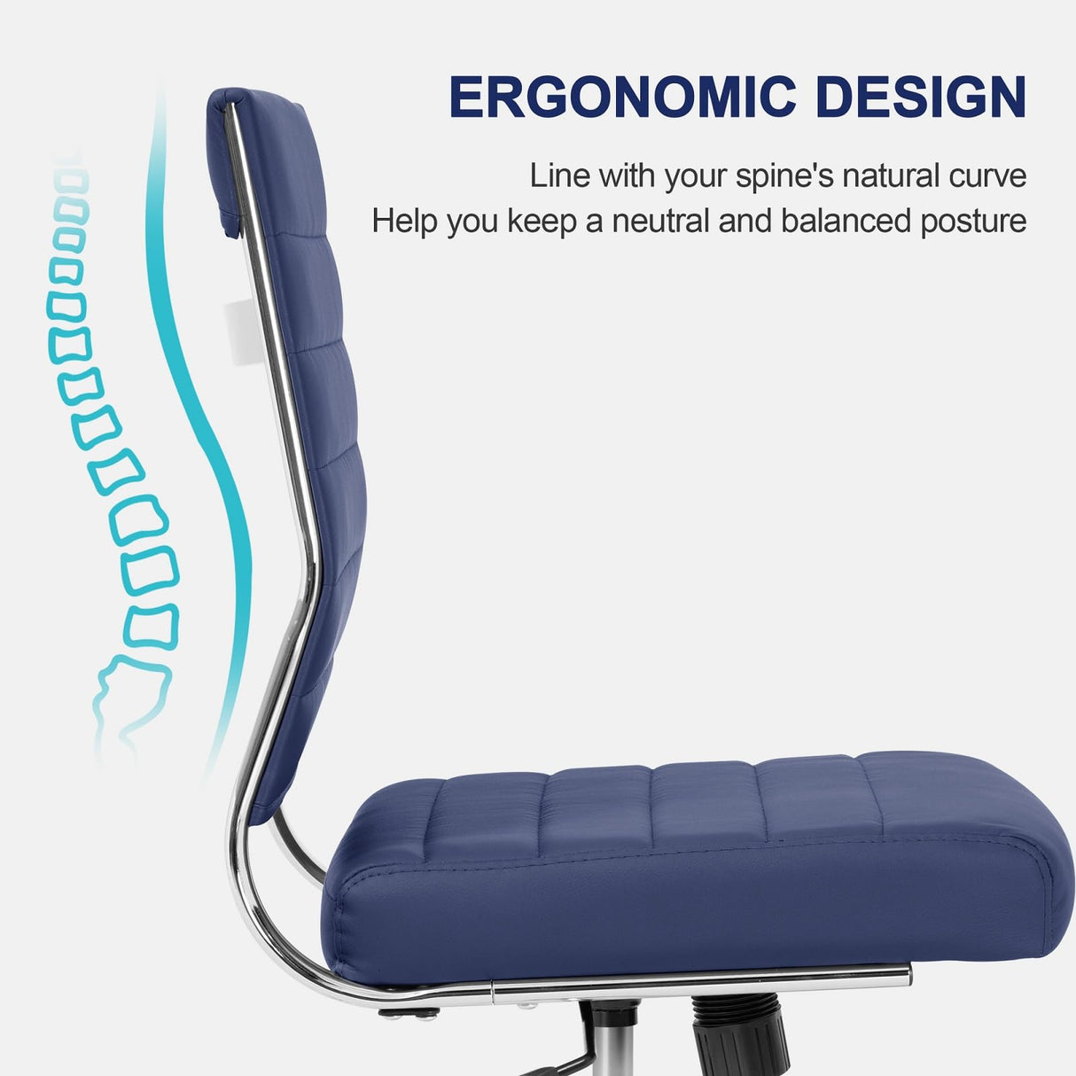 Armless Office Desk Chair, Mid Back Ergonomic Swivel Conference Room Chair