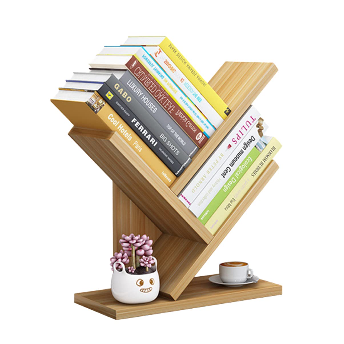 DOITOOL Wooden Bookshelf 3 Bookshelf Small Storage Bookcase Bookcases Desktop Wooden Rack Layers Tabletop Estanteria Fashion Tree Tabletop Bookshelf