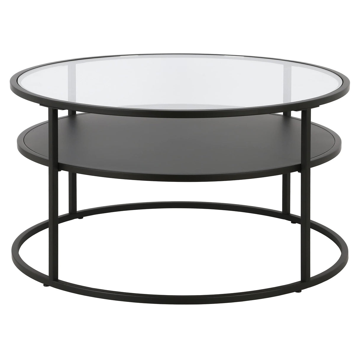 Ada 32" Wide Round Coffee Table in Blackened Bronze