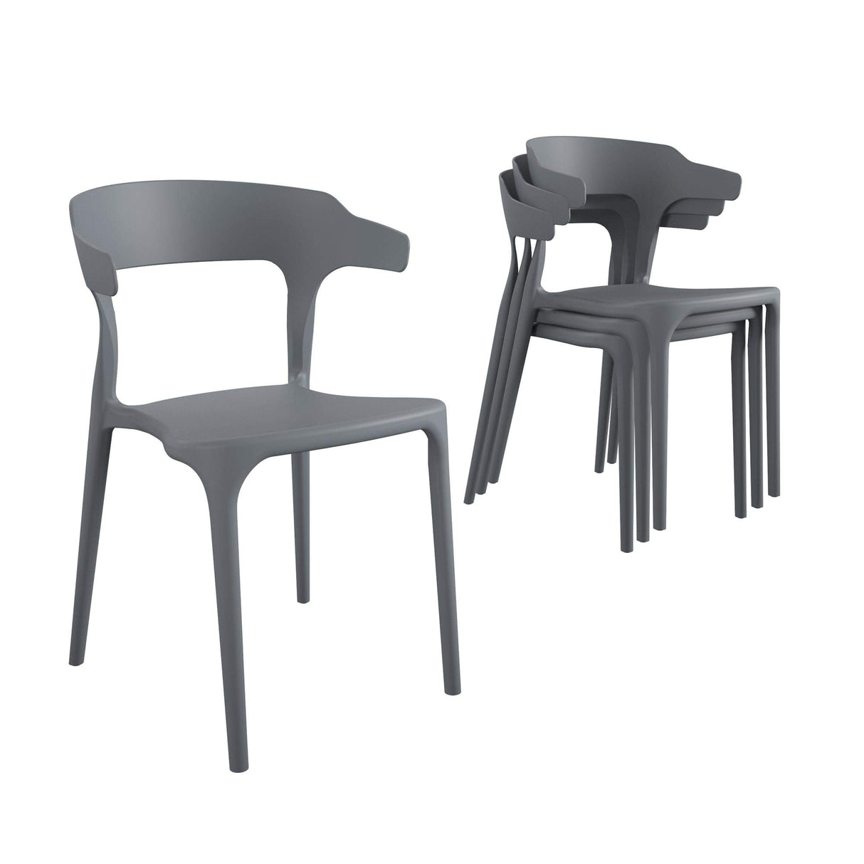 Poolside Collection, Felix Stacking Dining Chairs, Indoor/Outdoor, 4-Pack, Charcoal