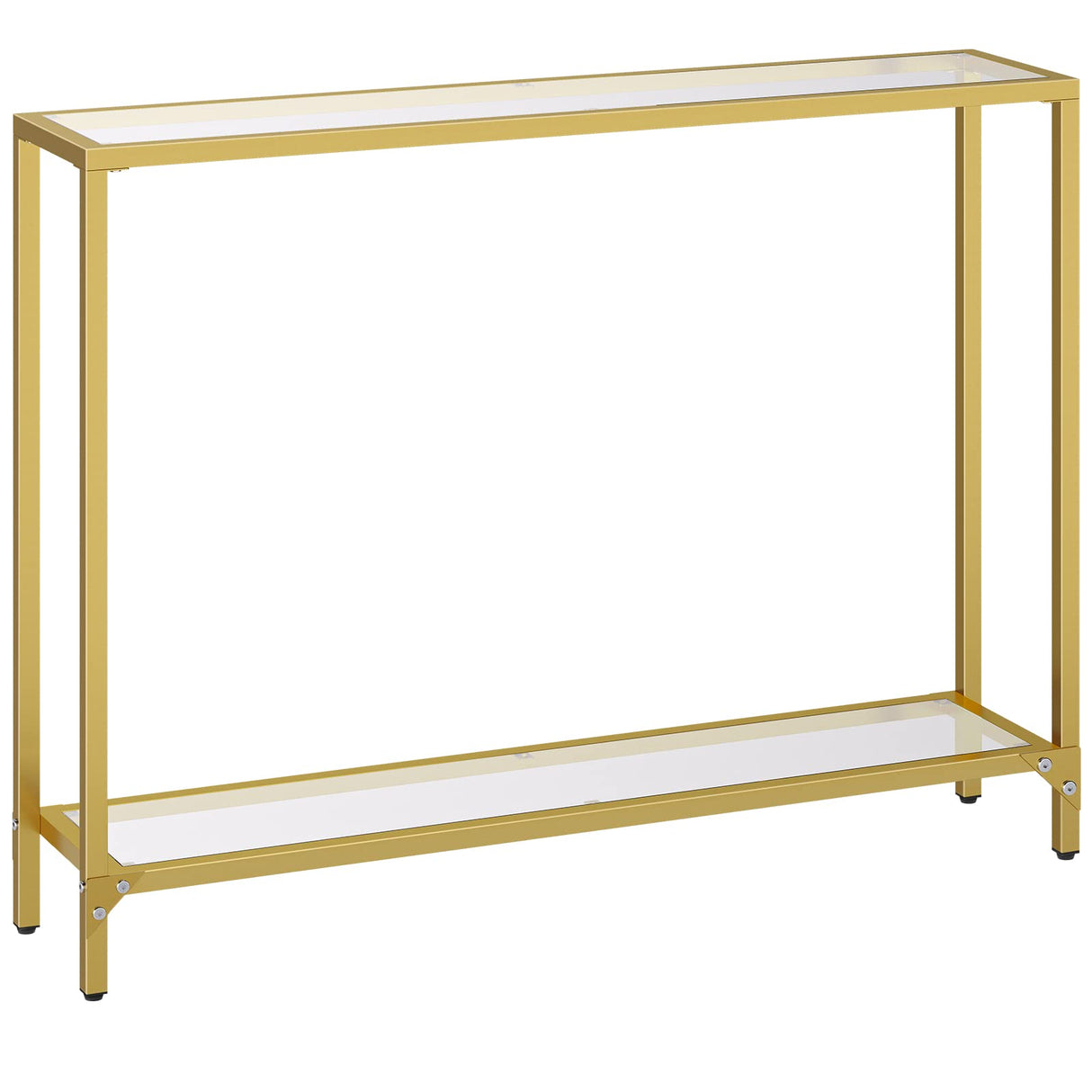 39.4" Gold Console Table, Tempered Glass Sofa Table, Modern Entryway Table
