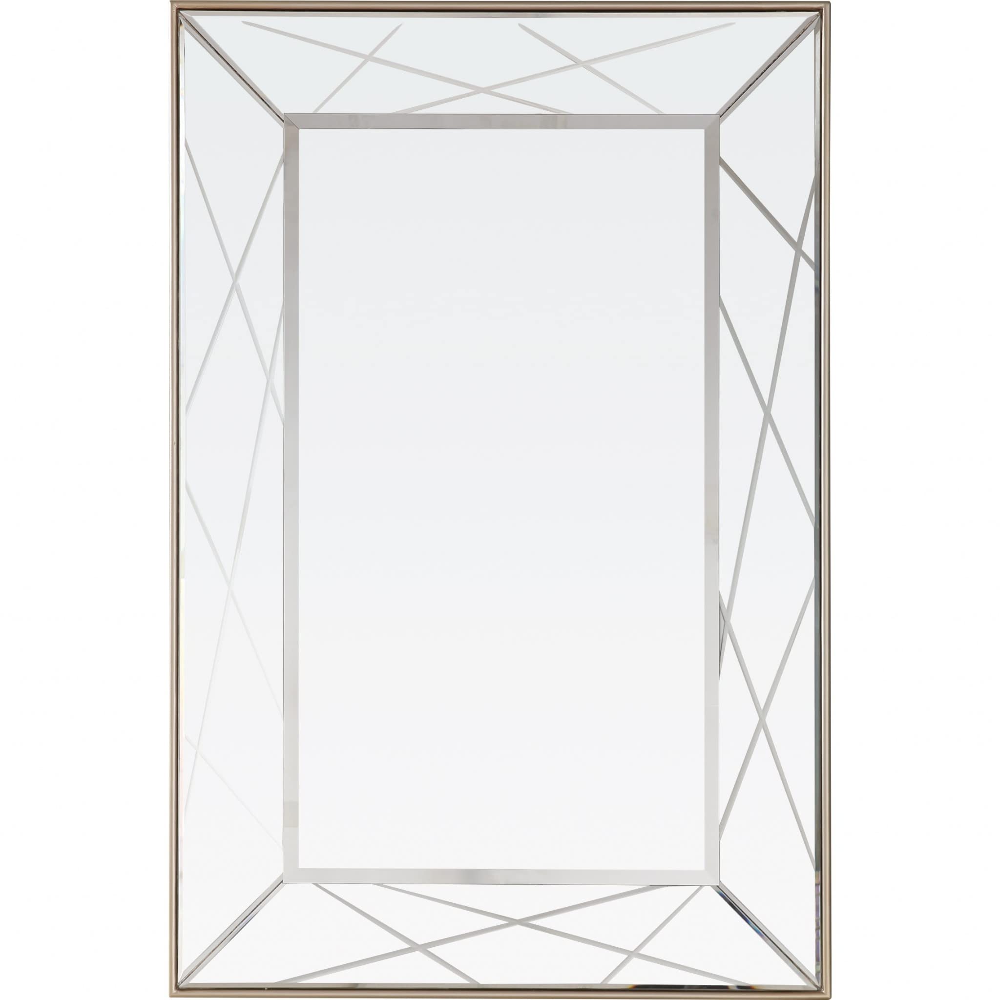 43" Painted Rectangle Accent Mirror Wall Mounted with Metal Frame