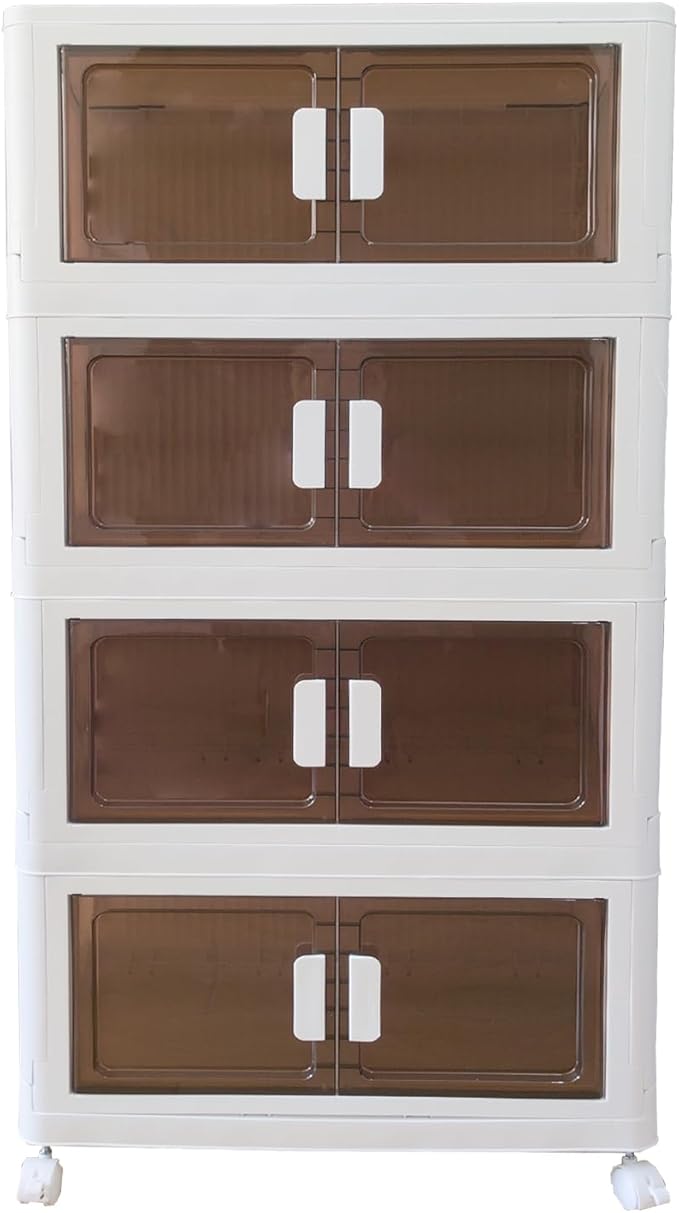 80 Gals Storage Bins with Lids - Folding Storage box with Doors and Wheels