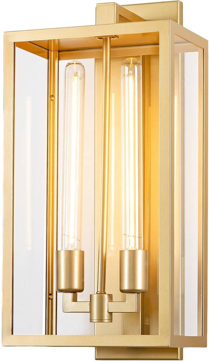 Outdoor Wall Sconce, 21" Large Gold Wall Mount Lamp, Outside Lights Front Porch Light