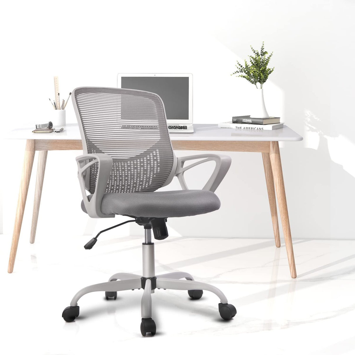 Office Chair Ergonomic Computer Desk Chair Mesh Mid-Back Height Adjustable