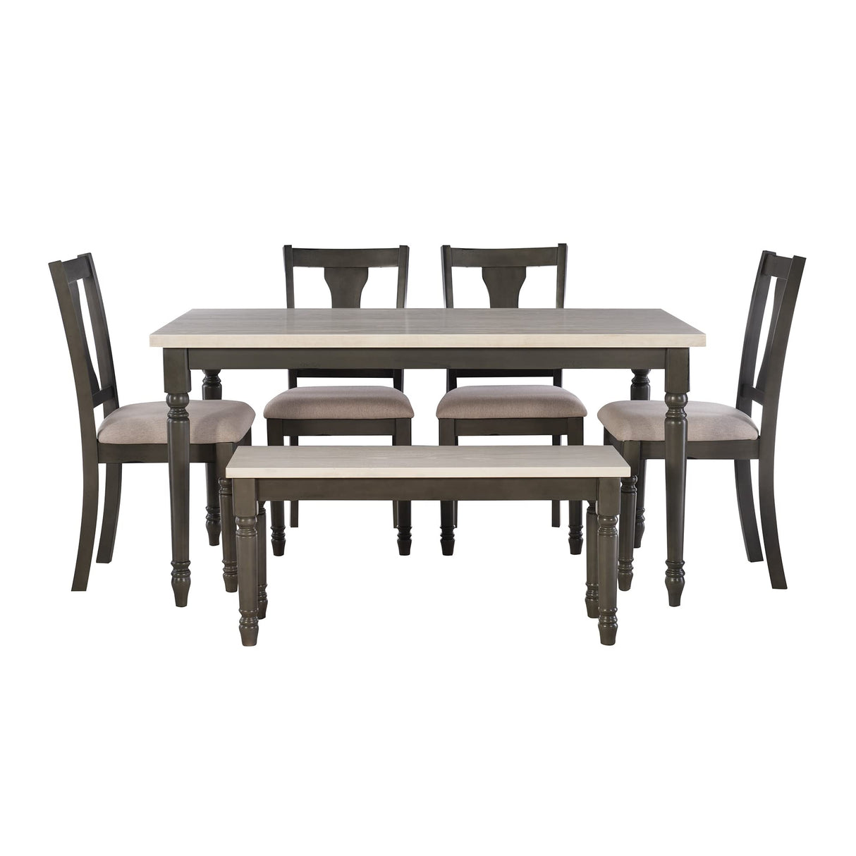 Piece Dining Set with Dark Grey Base and Smokey White Top Includes Dining Table Four