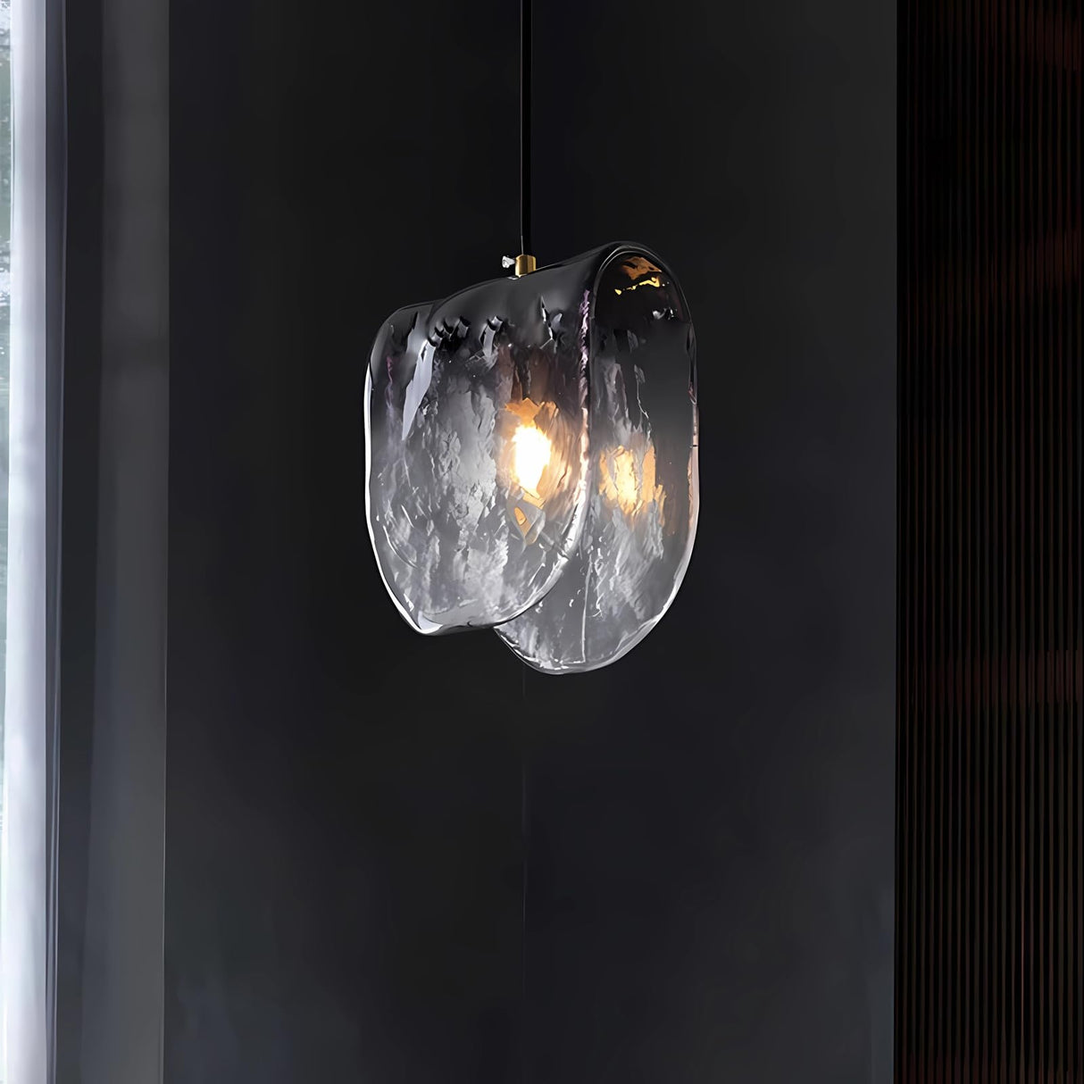 Gradient Smoke Grey Glass Pendant Light - Modern Kitchen Island Lighting