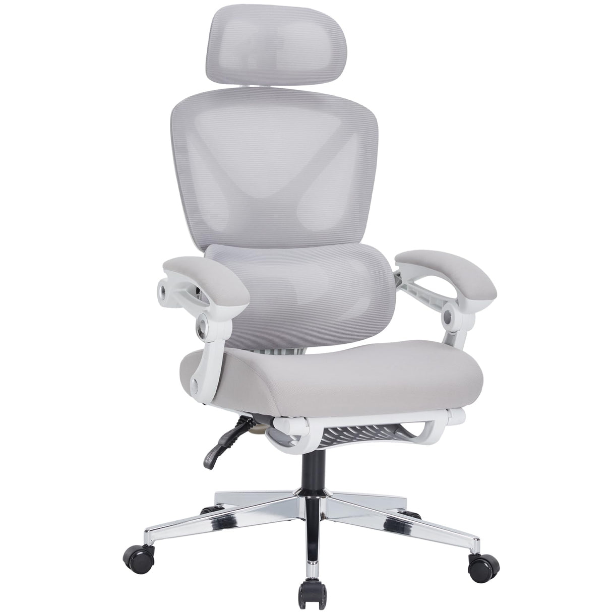 Office Computer Chair with Footrest, Mesh Swivel Backrest, Adjustable Backrest and Lumbar Support, Comfortable Adjustable Headrest with Armrests for Home
