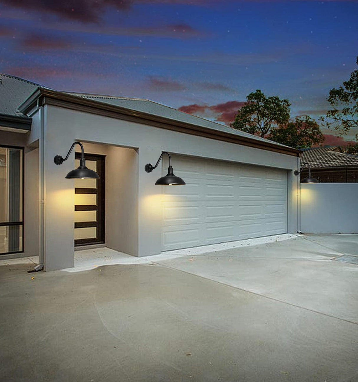 Outdoor Barn Light - 18 Inch Dusk to Dawn Large Exterior Fixture with Extended Arm Gooseneck Light