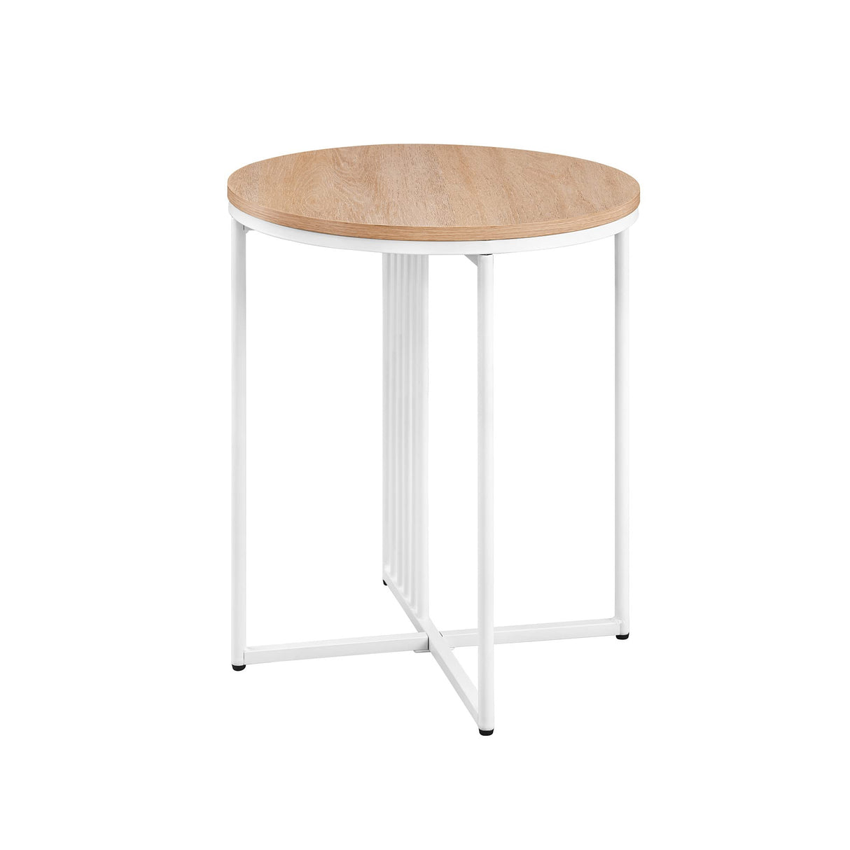 Shae Modern Minimalist Round Side Table, 18Inch, Coastal Oak