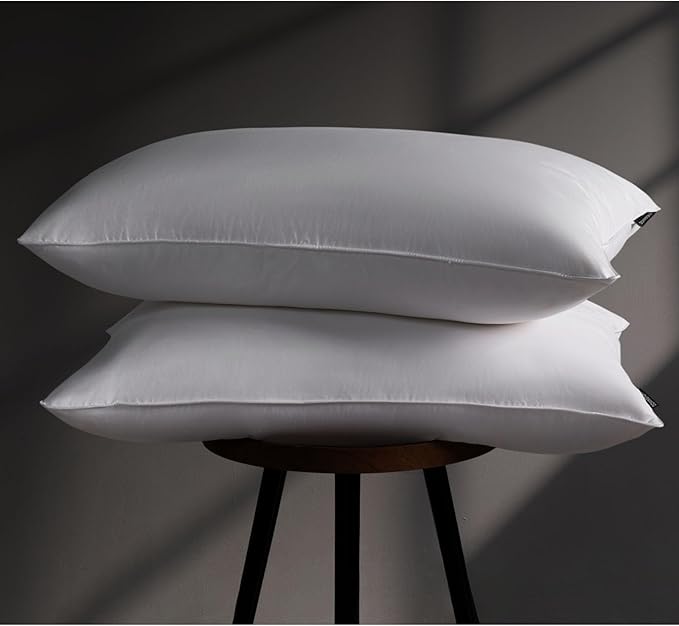 Luxury Goose Feather Down Pillow Queen Size Set of 2 Pack