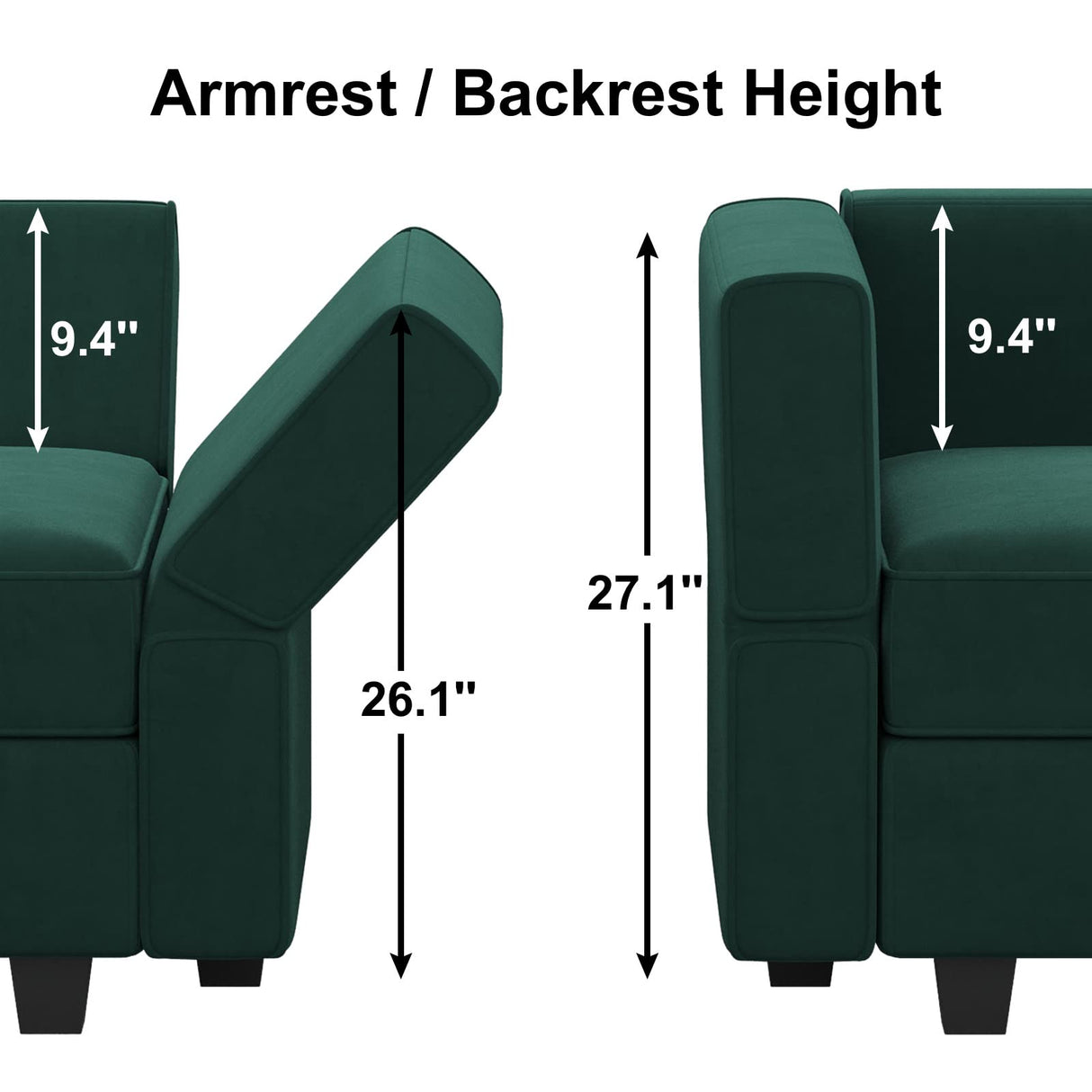 Belffin Modular Sectional Sofa Couch with Reversible Chaise - Velvet L Shaped Couch with Storage, 4-seat Convertible Green.…