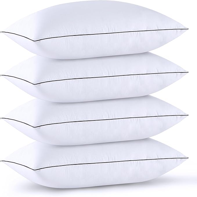 Pillows Standard Size Set of 4, Bed Pillows Set of 4, Down Alternative Luxury Hotel Pillows for Sleeping Standard