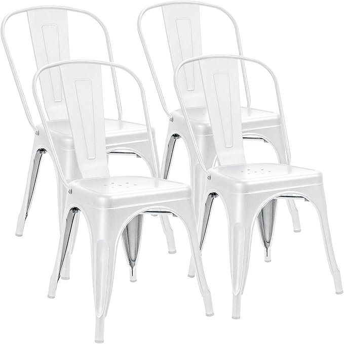 Metal Dining Chairs Indoor Outdoor Use Stackable Tolix Industrial Metal Chairs