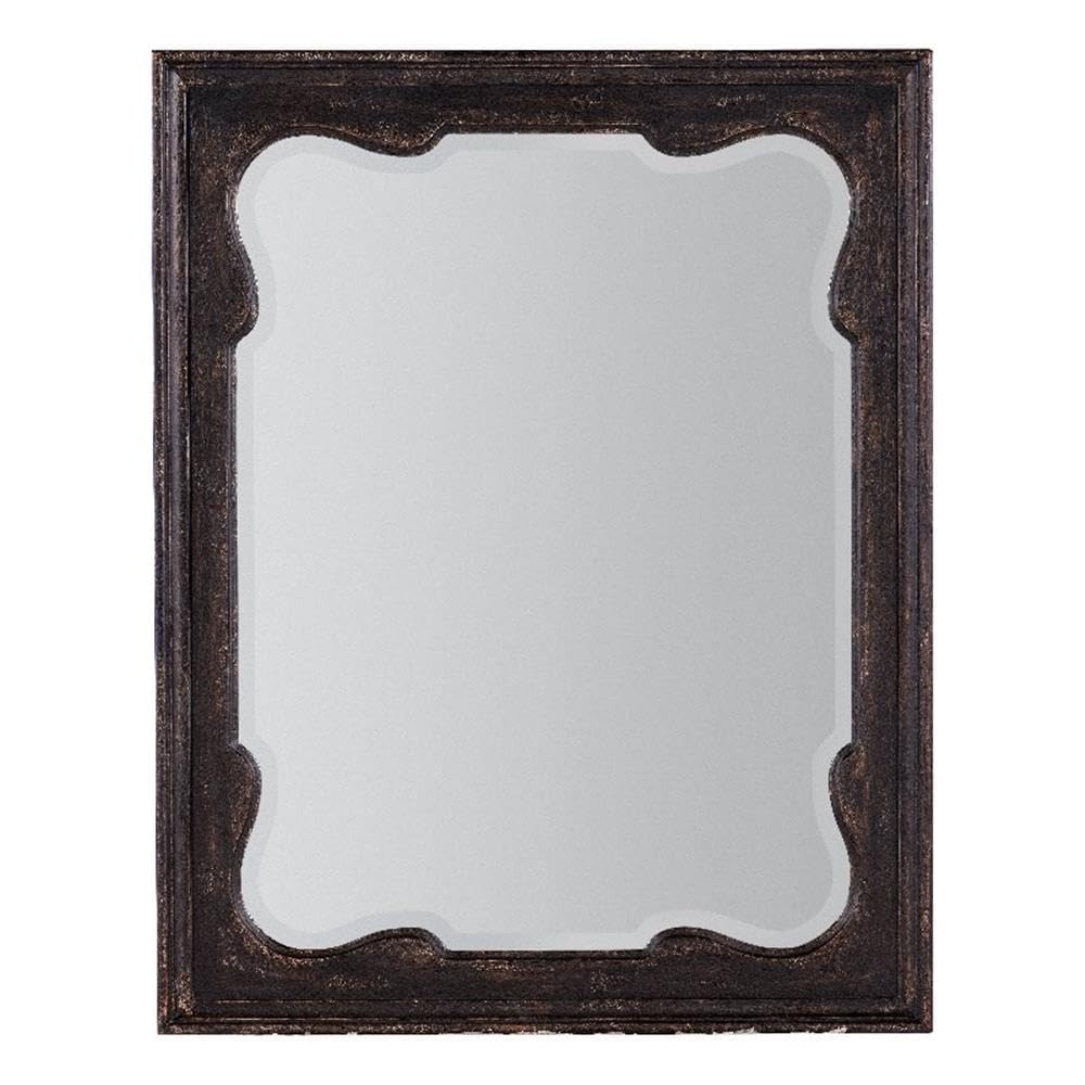Contemporary Wood Framed Landscape Mirror in Black Finish