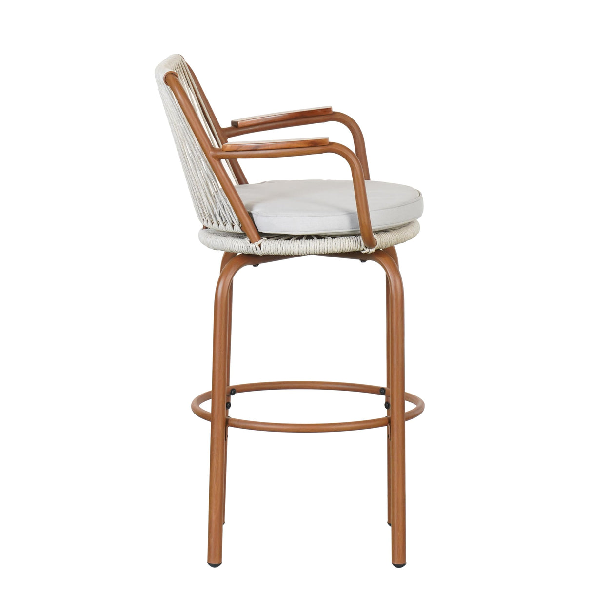 Outdoor Patio Bar Stools Set of 2, 29" H Modern Woven Rattan Rope Bar Height Chair