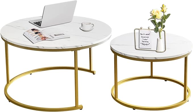 Coffee Table Set of 2 Nesting Tables,Round Sofa Table for Living Room