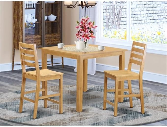 CAFE5-OAK-W 5 Piece Counter Height Pub Set Includes a Square Dining Room Table