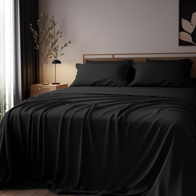 Bamboo Sheets King Size Bed Sheets 4-Pcs Set