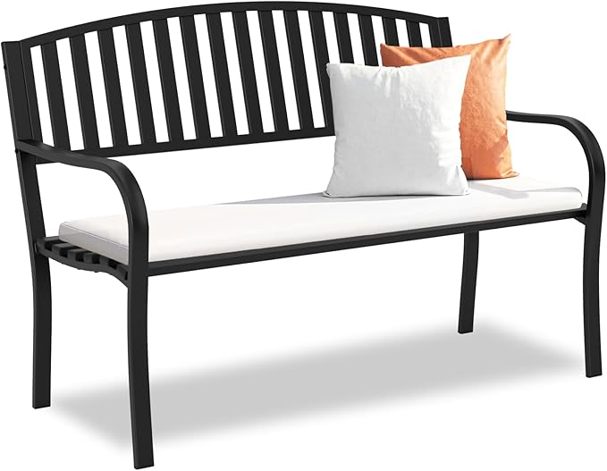Outdoor Bench Garden Bench, Weatherproof Anti-Rust Heavy-Duty Outside Benches