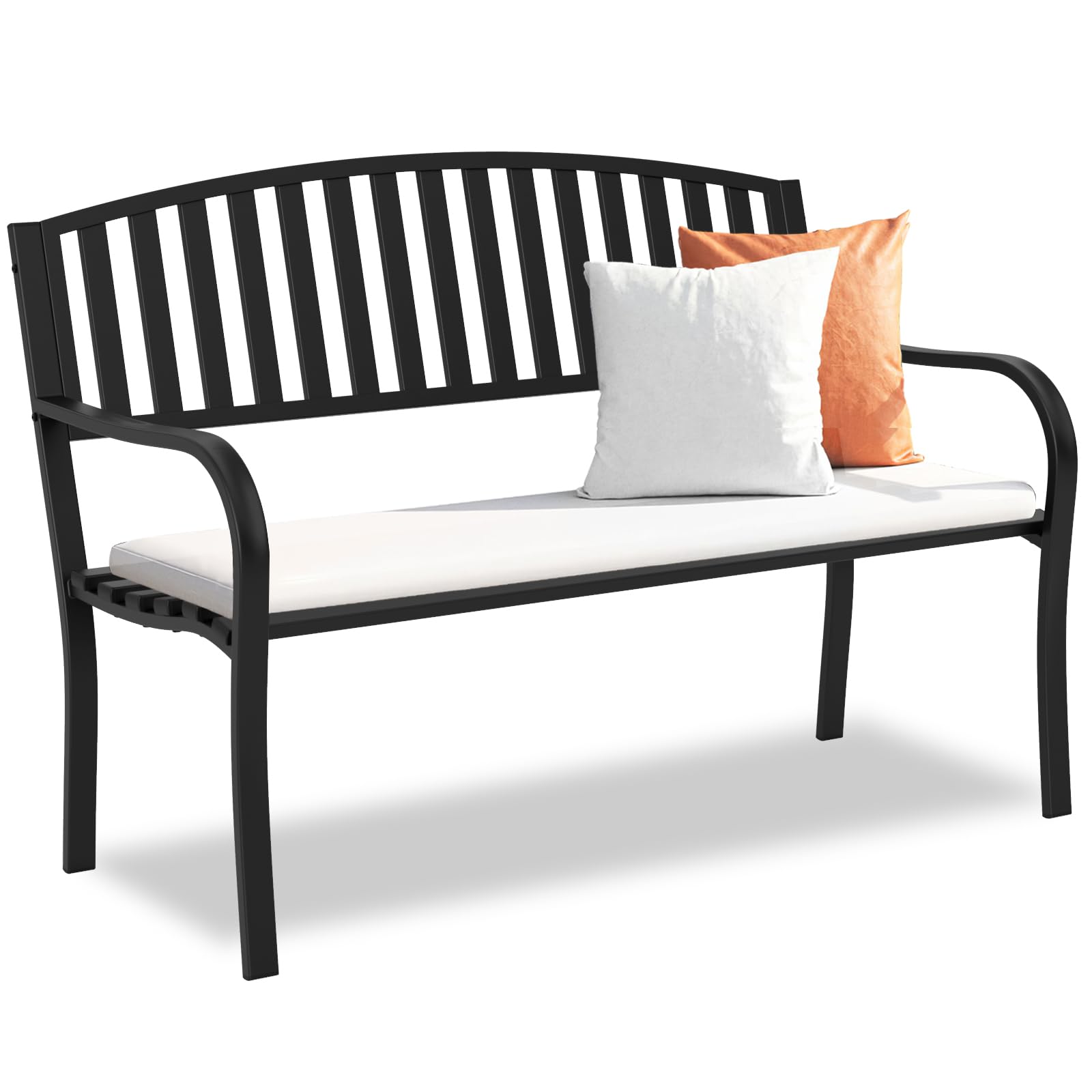 Outdoor Bench Garden Bench, Weatherproof Anti-Rust Heavy-Duty Outside Benches
