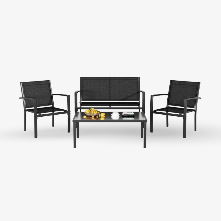 4 Pieces Patio Furniture Set, Outdoor Conversation Sets for Patio